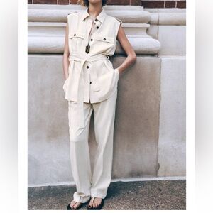 Zara Straight Leg Linen Pants